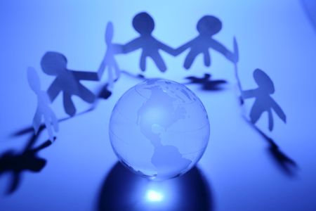 Team and globeの写真素材