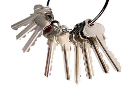 Bunch of keys over whiteの写真素材