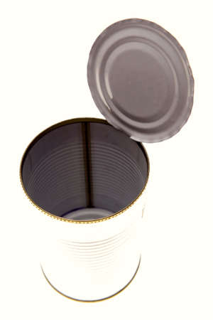 Open can isolated over white backgroundの写真素材