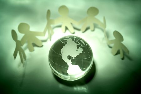 Team and globeの写真素材