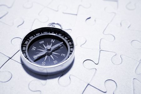 Compass on puzzleの写真素材