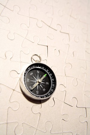 Compass on puzzleの写真素材