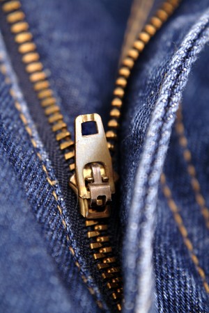 Zipper on jeansの写真素材