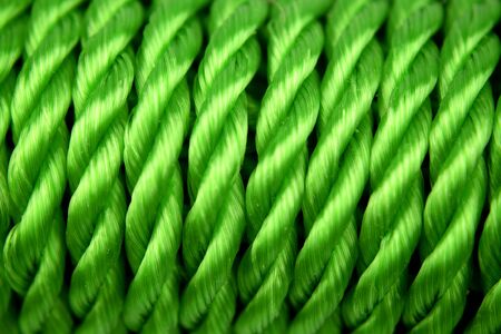 Closeup of green rope coilの写真素材