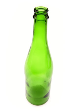 Green bottle isolated on white backgroundの写真素材