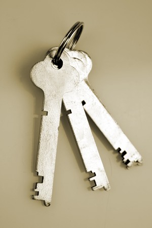 Three keys on keyringの写真素材
