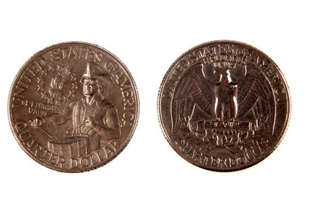 American coins isolated on white