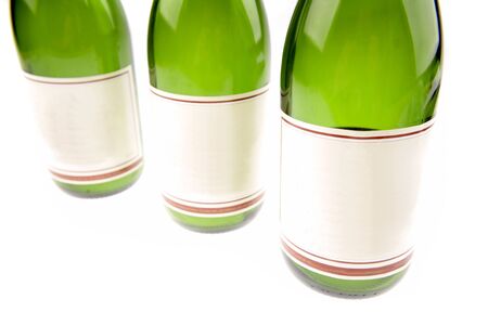 Blank labels on three bottlesの写真素材