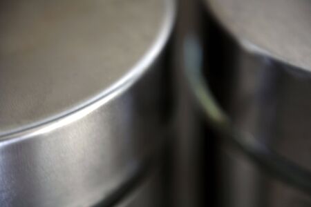 Abstract closeup of two metal cylinders の写真素材