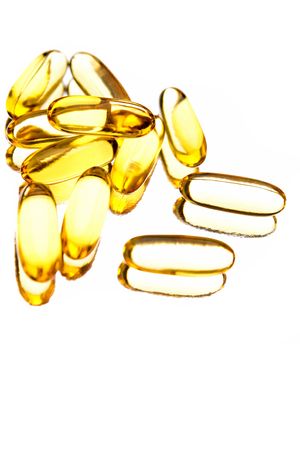Gel capsules on white backgroundの写真素材