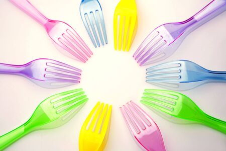 Plastic forksの写真素材