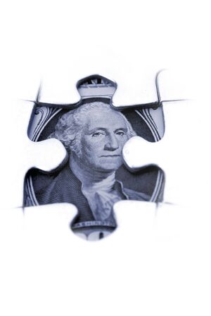 George Washington behind jigsaw puzzle   の写真素材