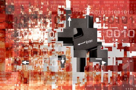 Abstract composition of binary codes and computer keys.の写真素材