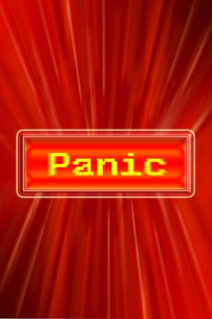 Panic button on red background.の写真素材