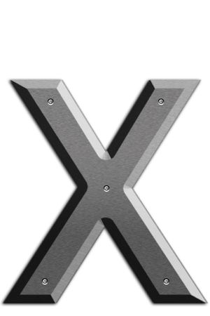 Metallic letter X isolated on white backgroundの写真素材