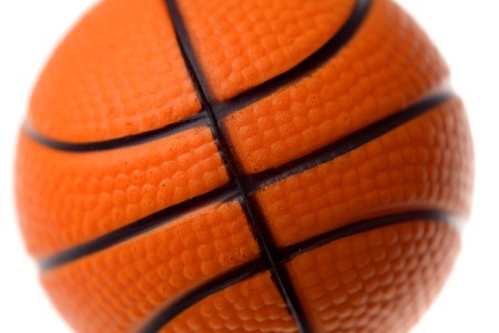 Close-up of basketball over white backgroundの写真素材