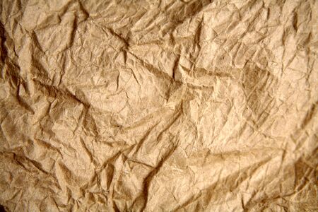 Close-up of wrinkled brown paper   の写真素材