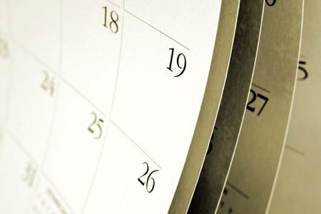 Closeup of numbers on calendar pageの写真素材