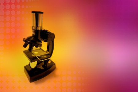 Microscope on colorful background. Copy space   