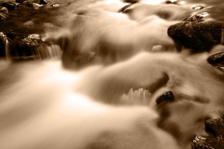 Stream flowing fast over rocks  の写真素材