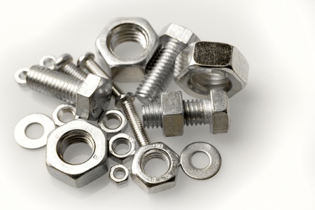 Assorted nuts and bolts close-up  