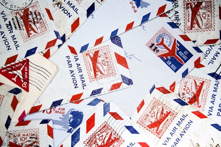 Airmail postage stamps still lifeの写真素材