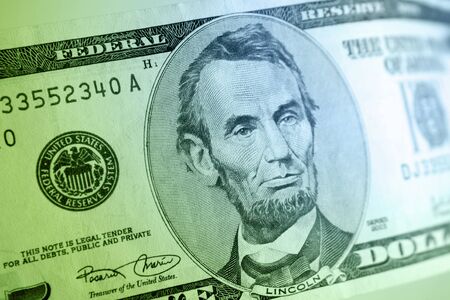 American five dollar banknote の写真素材