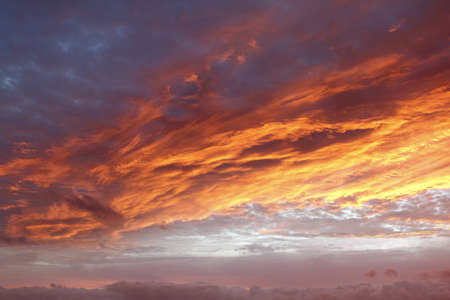 Bright orange sunset skyの写真素材