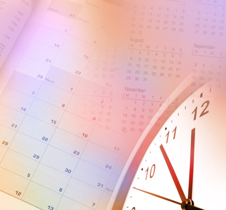 Clock face and calendar pages