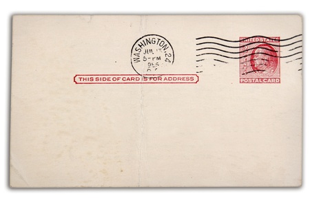 Stamp and postmark on old postcard