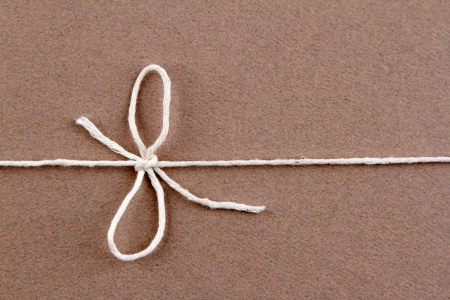 Tied knot on brown parcelの写真素材