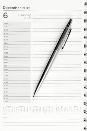 Pen on page in diaryの写真素材