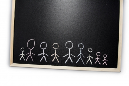 People drawn in chalk on blackboardの写真素材