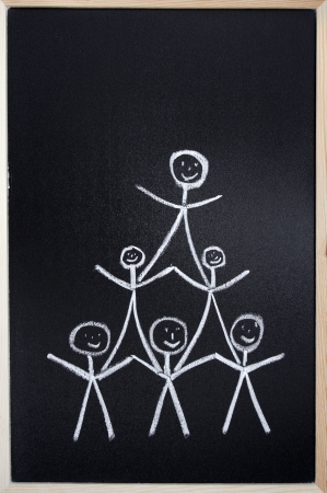People team drawn in chalk on blackboardの写真素材