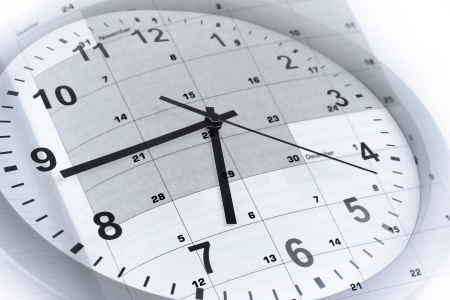 Clock face and calendar page