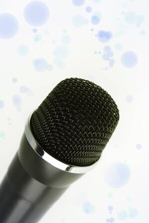Microphone and bubbles on whiteの写真素材