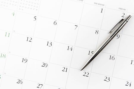 Pen on calendar pageの写真素材