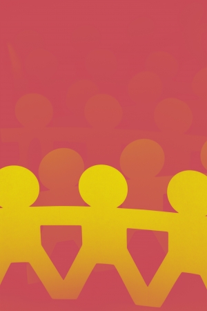 Crowd of paper chain peopleの写真素材