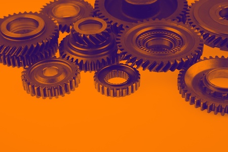 Metal cog wheels bonding togetherの写真素材