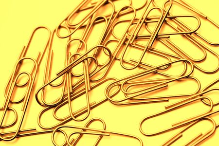 Closeup of metal paper clips の写真素材