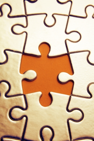 Piece missing from jigsaw puzzleの写真素材