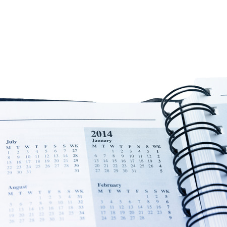 Closeup of dates in open diaryの写真素材