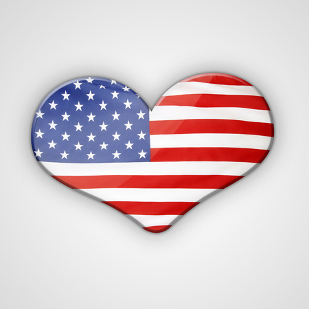 American flag in the shape of heartの写真素材