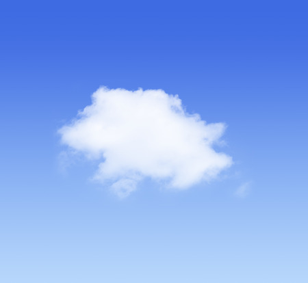 Single white fluffy cloud on blue