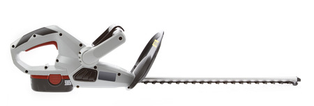 New cordless hedge trimmer isolated on plain backgroundの写真素材