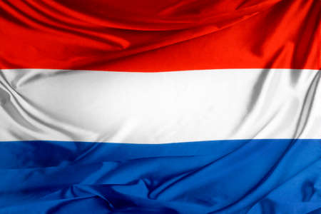 Closeup of Netherlands flag ripplesの写真素材