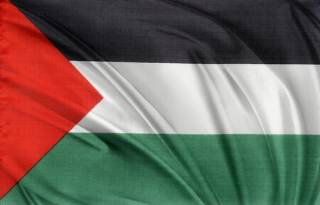 Closeup of silky Palestine flag