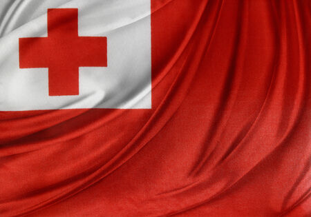 Closeup of silky Tongan flagの写真素材