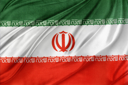 Closeup of silky Iranian flagの写真素材