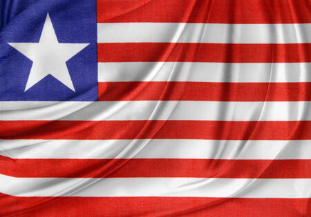 Closeup of silky Liberian flagの写真素材